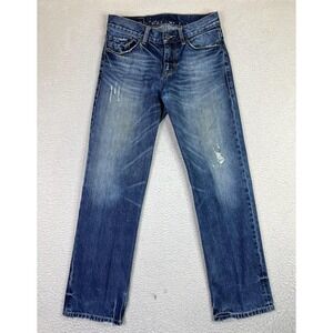 Esprit Jeans Mens 32x32 Blue Denim Medium Wash Straight Leg Distressed Casual